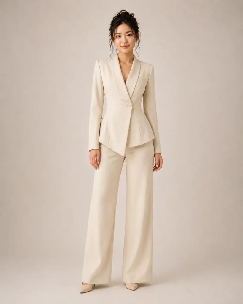 Ivory Asymmetric Peplum Blazer