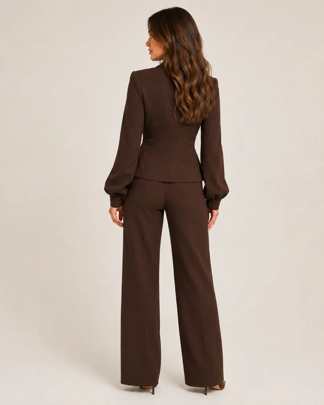 Chocolate Brown Asymmetric Wrap Blazer